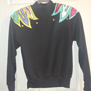 Sweater - Pull-Over - Crew Neck with padded shoulders & stitched on pattern